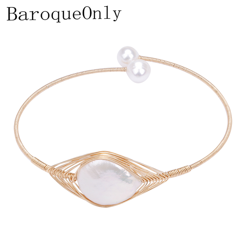 Naturel 9-10 mm Blanc irrégulier RÉEL BAROQUE PERLE Collier 18/" 18KGP Fermoir