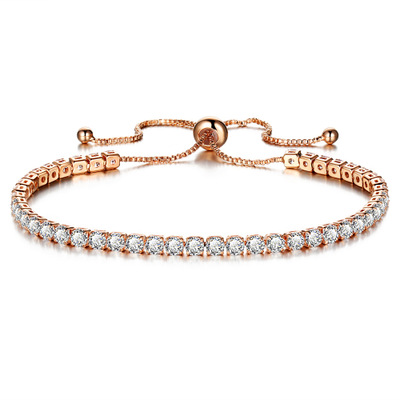 

New Round Tennis Bracelet For Women Rose Gold Silver Color Cubic Zirconia Charm Bracelets & Bangles Femme Wedding Jewelry