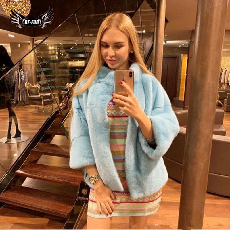 

Coat Jacket Party Dress Snowsuit Befree Winter Women's Park With Natural Fur Short Mink Coat Full Pelt, Mint color