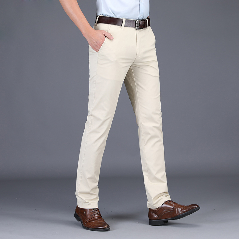 

Business Pant Mens Casual lightweight Male Trousers spring Summer Stretch Straight Pants Long Trousers Big Size black blue beig