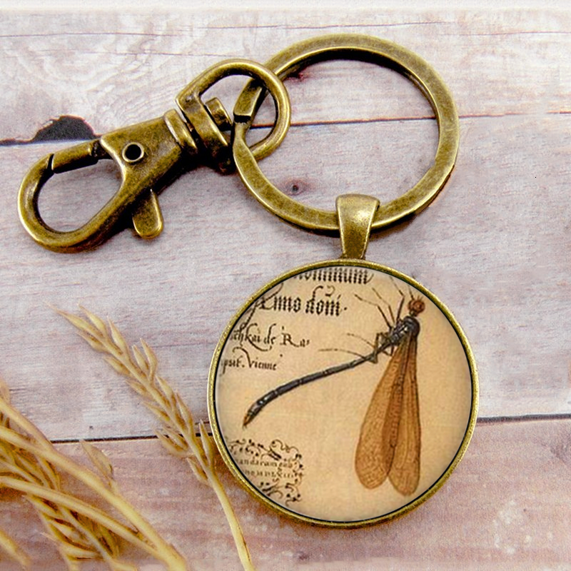 

Retro Dragonfly Key Ring Key Chain Key Buckle Insect Pendant Birthday Festival Anniversary Gift Jewelry Accessories