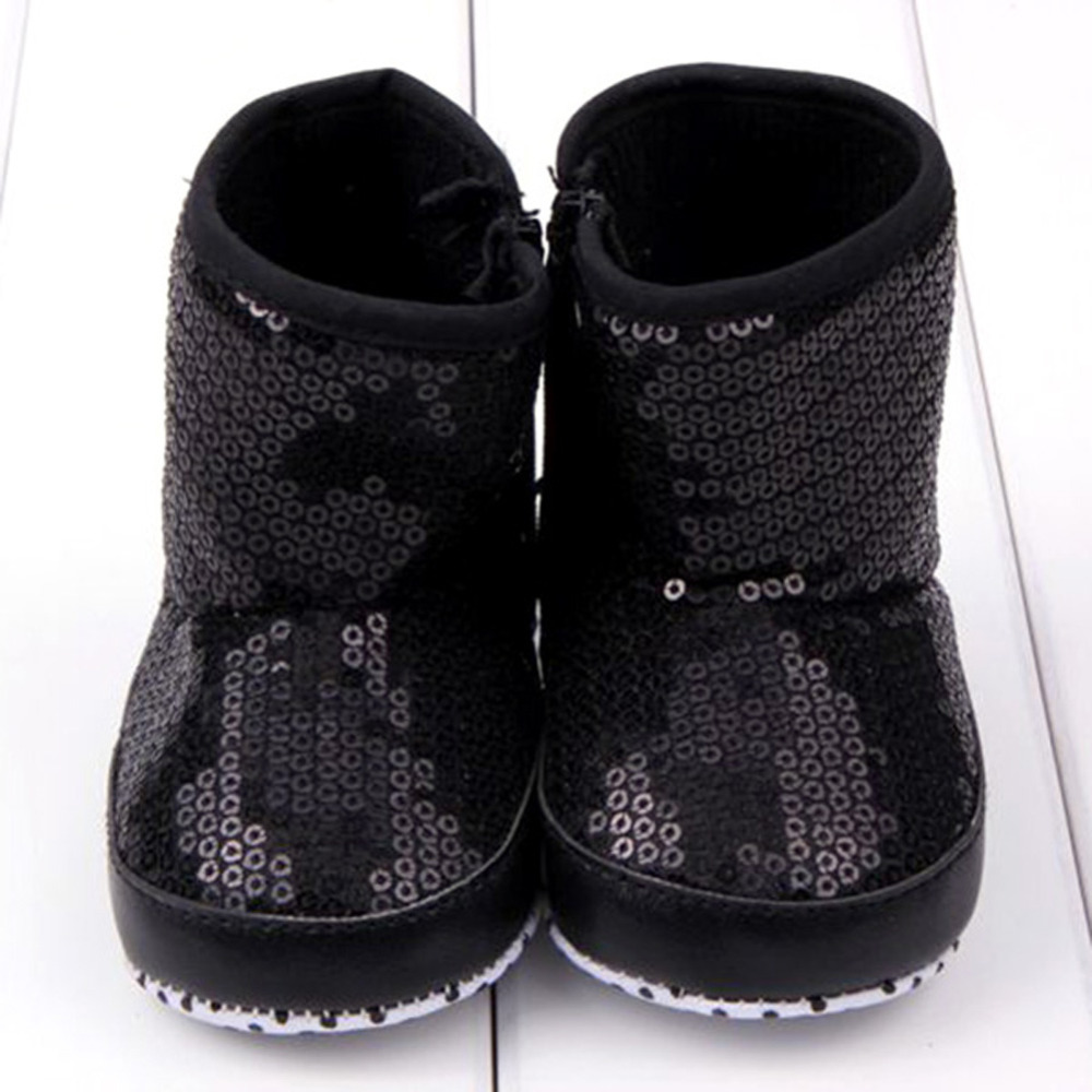 

Hot Sale Sequin Baby Girl High Boots Soft Sole Anti Slip Warm Toddler Girls Shoes First Walkers