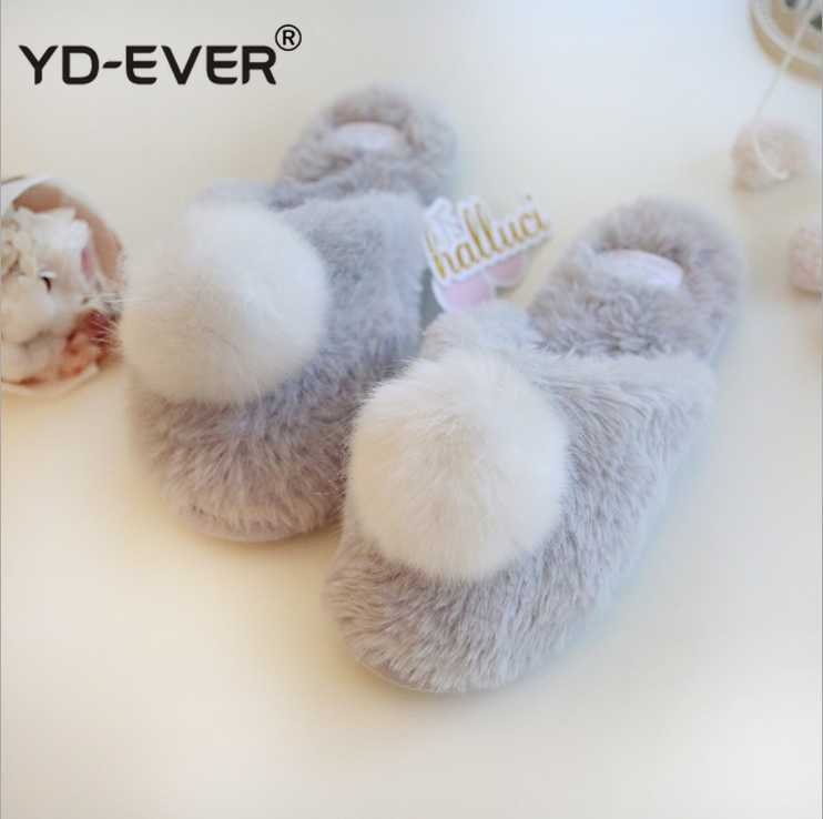 

Women Slippers Home Shoes Warm Winter Slippers Girls Ladies For House Bedroom Comfortable Cotton Plush Guest Indoor Flats, Gray