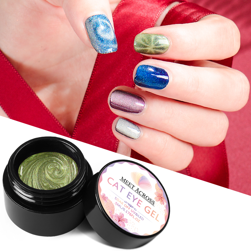 

Meteorite Shiny Glitter Magnetic Cat's Eye Nail Gel Polish Starry Sky Jade Effect UV Gel Nail Polish 5ml Soak Off Varnish, Tw1854