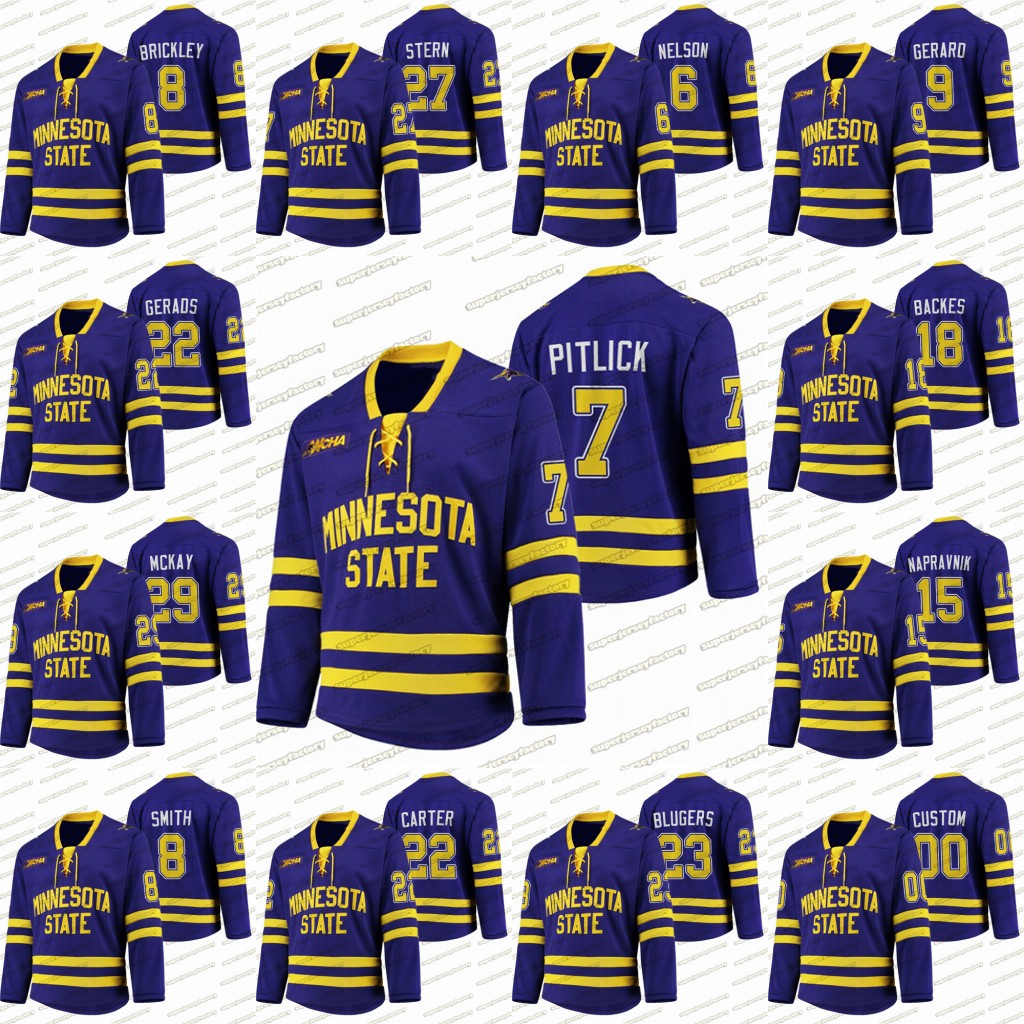 

Minnesota State Mavericks NCAA College Hockey Jerseys Tyler pitlick Brett Stern Ryan Carter David Backes Dryden Mckay Charlie Gerard Nelson, Mens s-xxxl