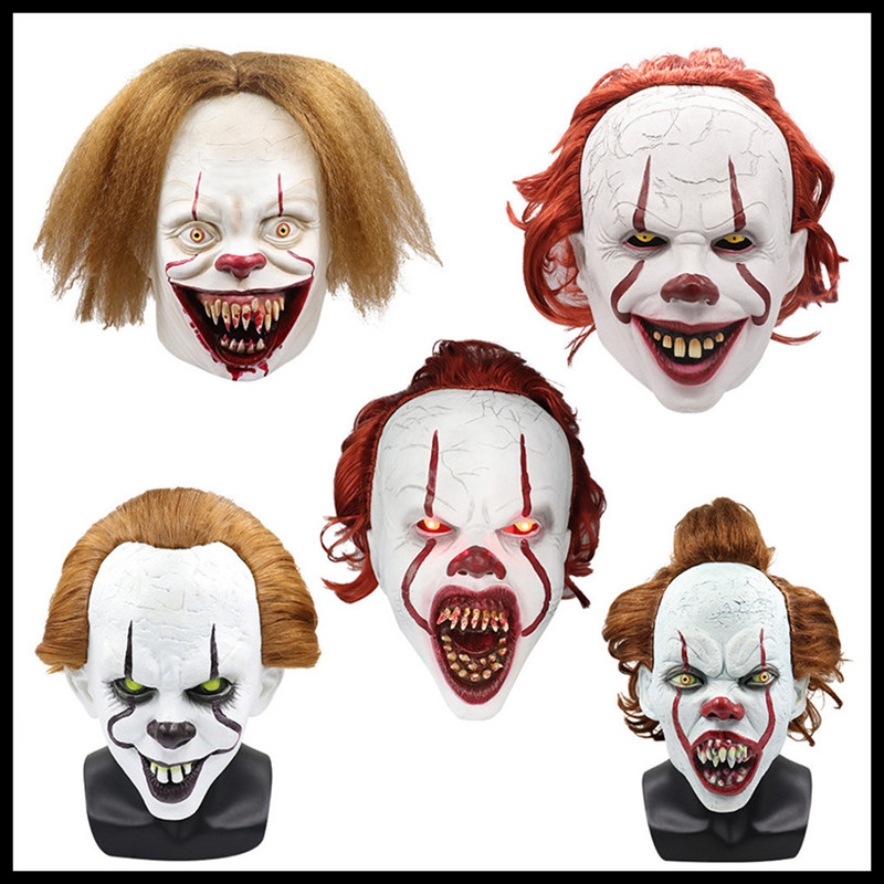 Gruselige rote Haare Clown Latex Maske Horror Halloween Urlaub Joker Streich