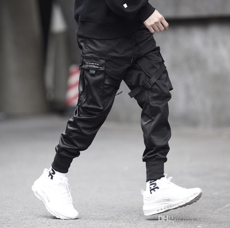 

Street Style Mens Designer Pants Functional and Tactical Casual Jogger Pants Spring Summer Fashion Trousers Teenager Pencil Pants, Black