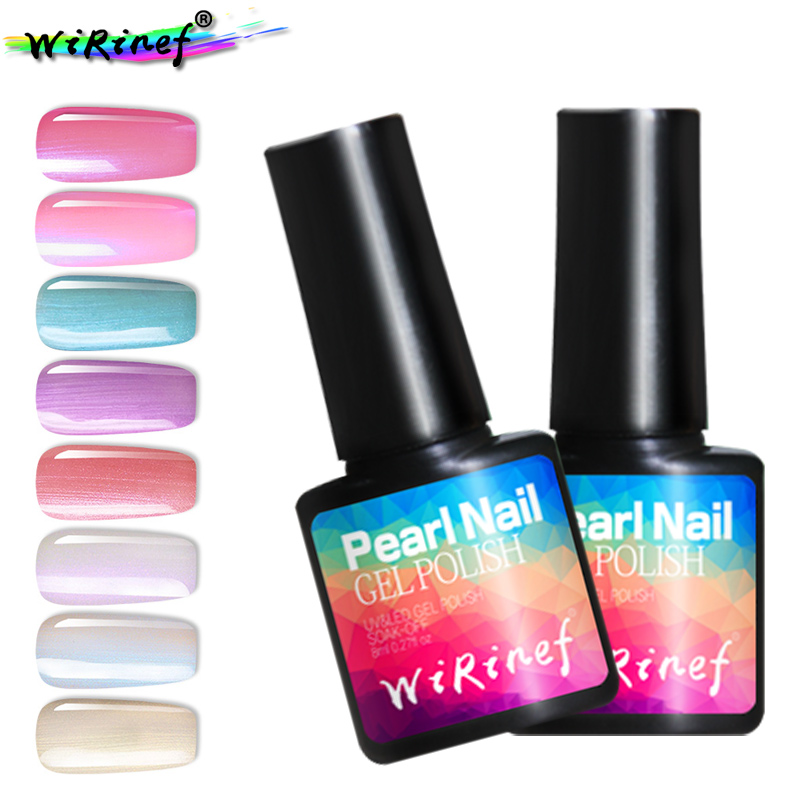 

WiRinef Lucky Pearl Gel Polish Sea Shell UV Gel Nail Polish 8 Colors Soak Off Nails Art Varnish Lacquer, 1pcs french tips