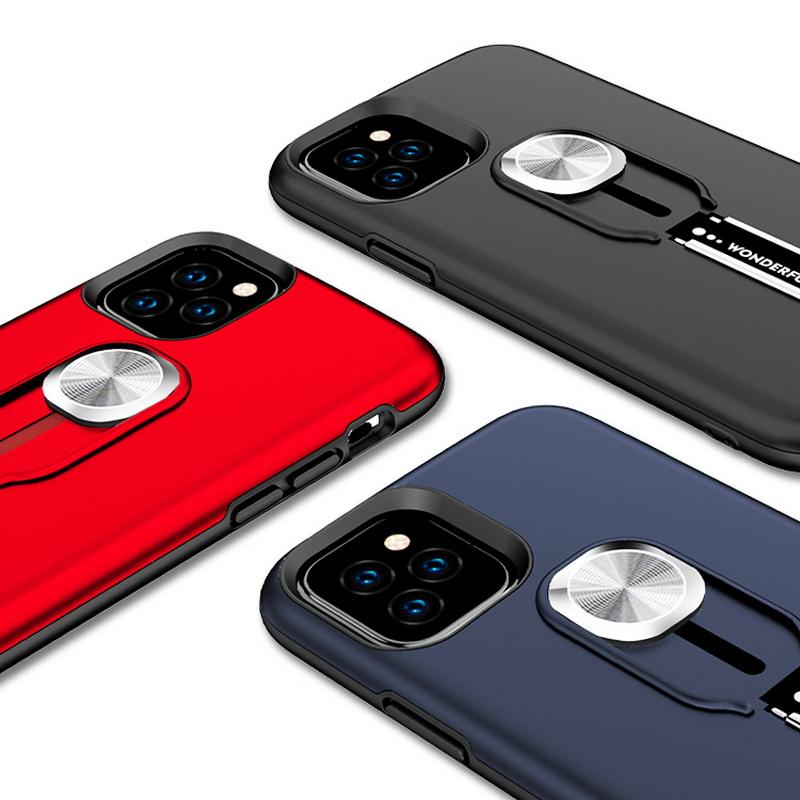 

For iPhone 11 pro max xs max xr 7 8 6 6S Plus case New ins Shockproof Armor Case Hybrid Magnetic Ring Holder Stand Matte Hard Case Cover, Black