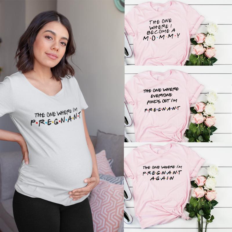

The One Where I'm Pregnant Shirt Baby Announcement T-shirt for Pregnancy Shirt Clothing Plus-Size Short Sleeve Pregnant Women, P818-pstwh-