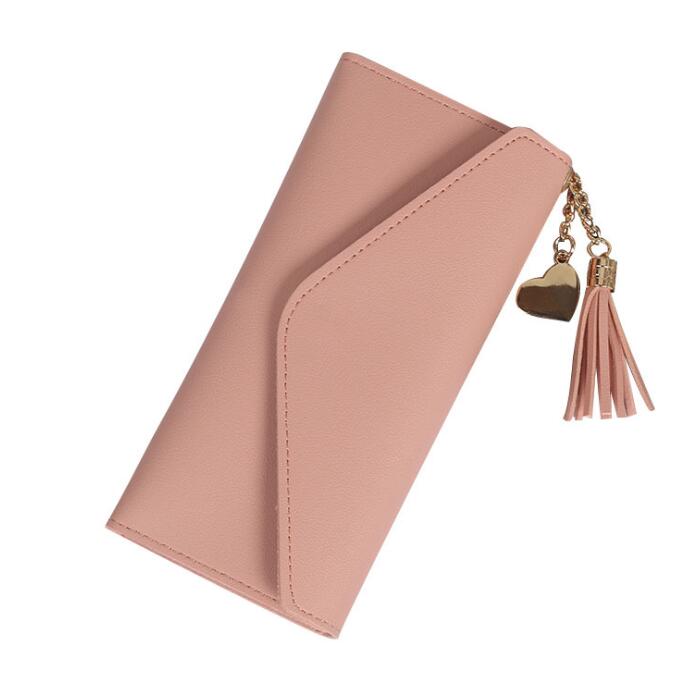 

3pcs Wallet Women PU Multifunctional Long Simple Tassel Card Purses, Red