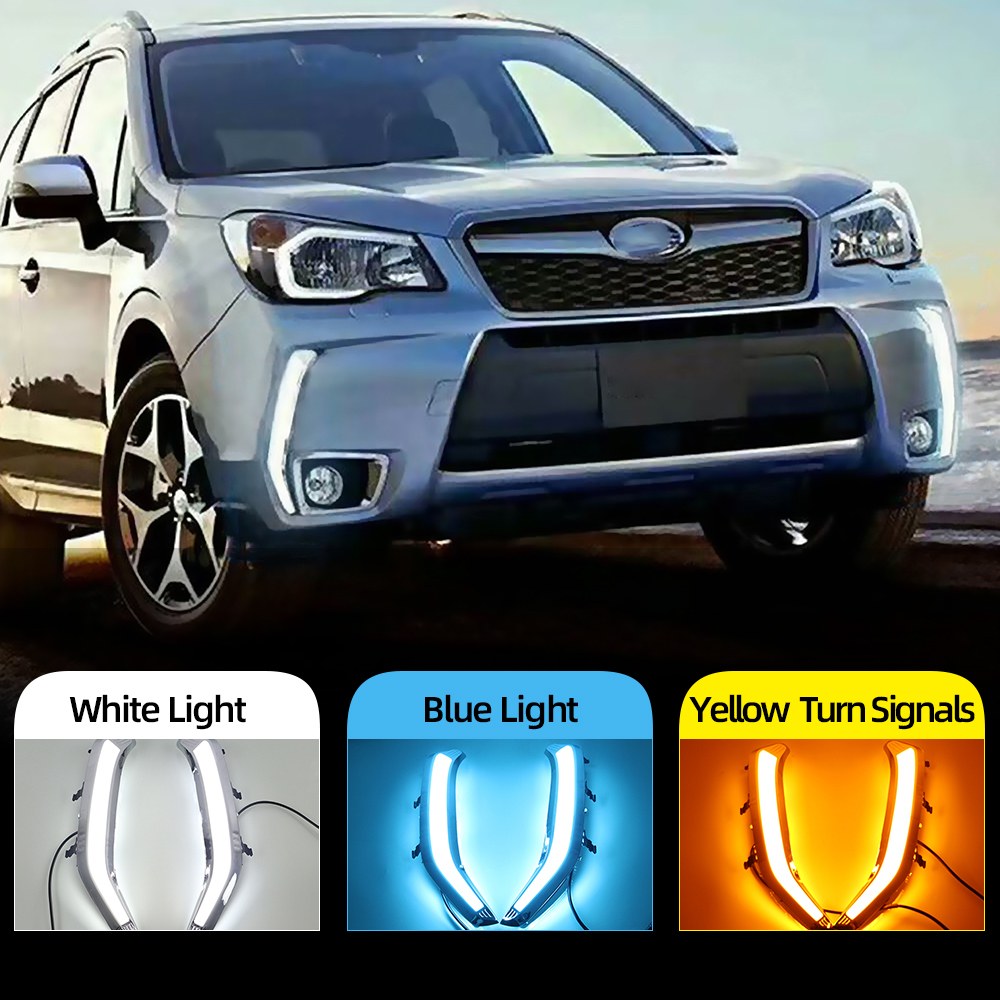 

2PCS For Subaru Forester 2013 2014 2015 2016 2017 2018 LED DRL Daytime Running Light Daylight Waterproof yellow Signal lamp