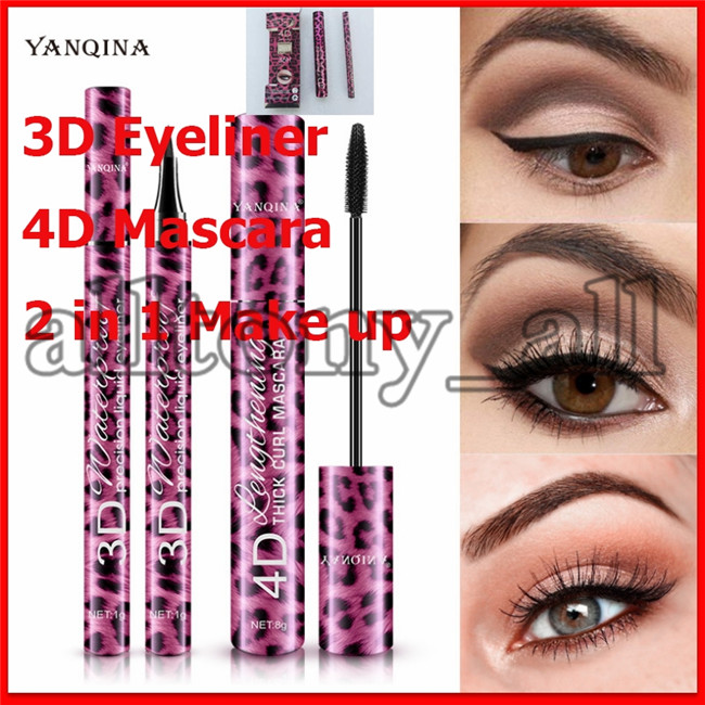 

2020Eye Makeup Set 2 in 1 Mascara eyeliner 4D THICK CURL 36H liquid eyeliner Long-lasting Waterproof type Lengthening Cruling Christmas Gift
