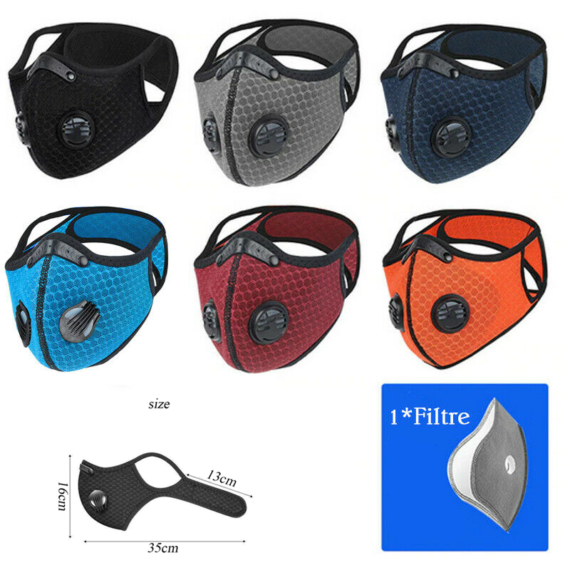 

Adlut Double Respirator Air Purifying Cycling Mask Dust Anti Pollution Masks With One Filter Cycling Cosplay Costume Face Mask, Black
