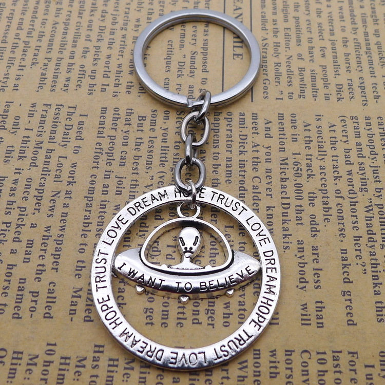 

Keyrings Charms Wholesale Alloy Alien Key Pendant Buckle Ancient Silver Ornaments Parts