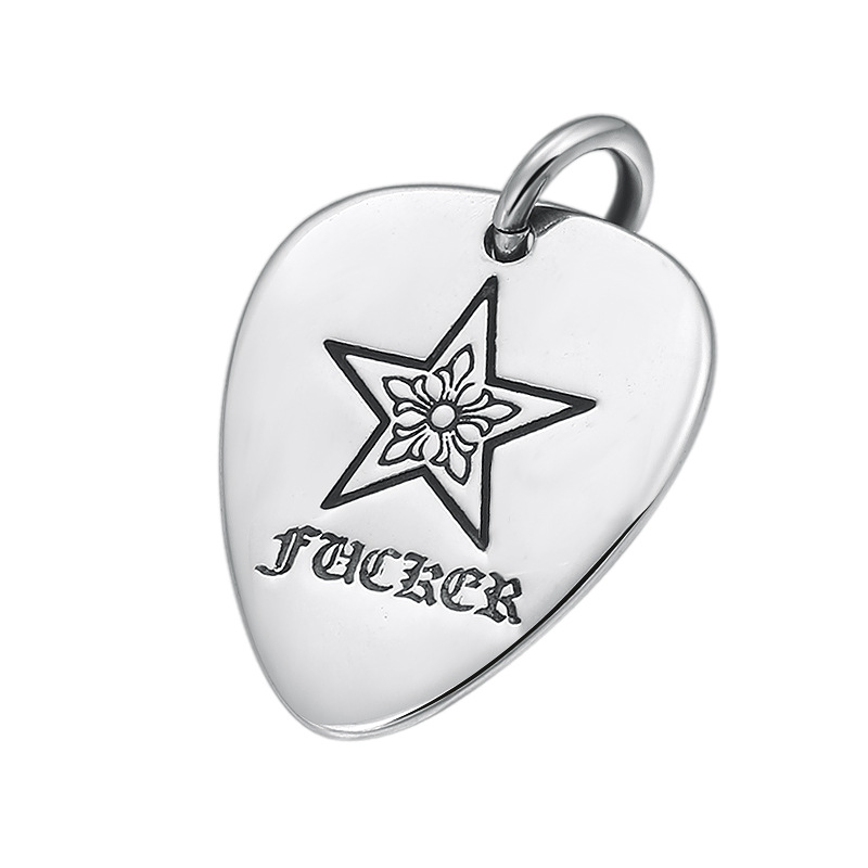 Brand new 925 sterling silver vintage jewelry antique silver handmade designer personalized guitar pick necklace pendants without chain-image-479180780
