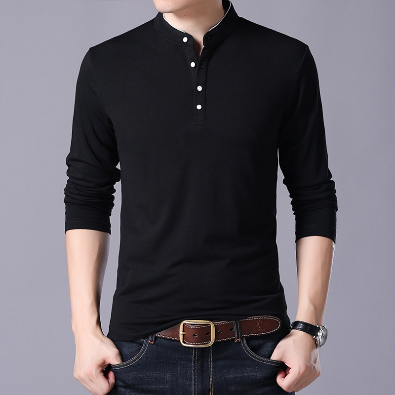 Full Sleeve Collar T Shirt Men 