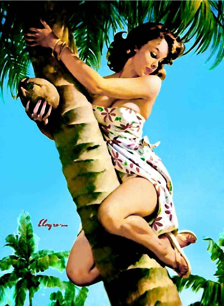

Vintage GIL ELVGREN Pinup Girl Tropical Palm Home Decor Handpainted &HD Print Oil Painting On Canvas Wall Art Canvas Pictures 191117