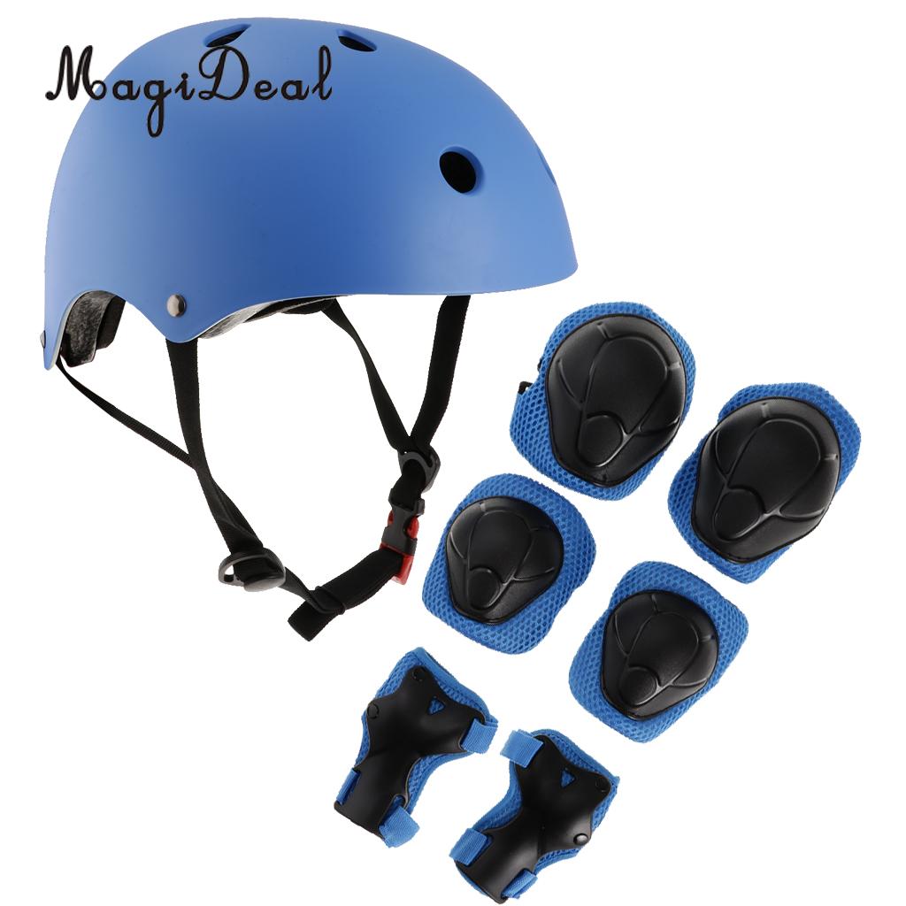 FF Ellenbogen Handgelenk Kniesch/ützer Und Helm//Kinder Sport Sicherheit Schutzausr/üstung 7pcs Farbe : Blue