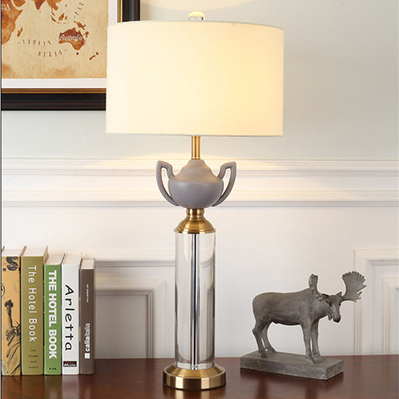 Fabric cover crystal table fashion model room desk lamp American personality bedside lights LR020-image-531833701