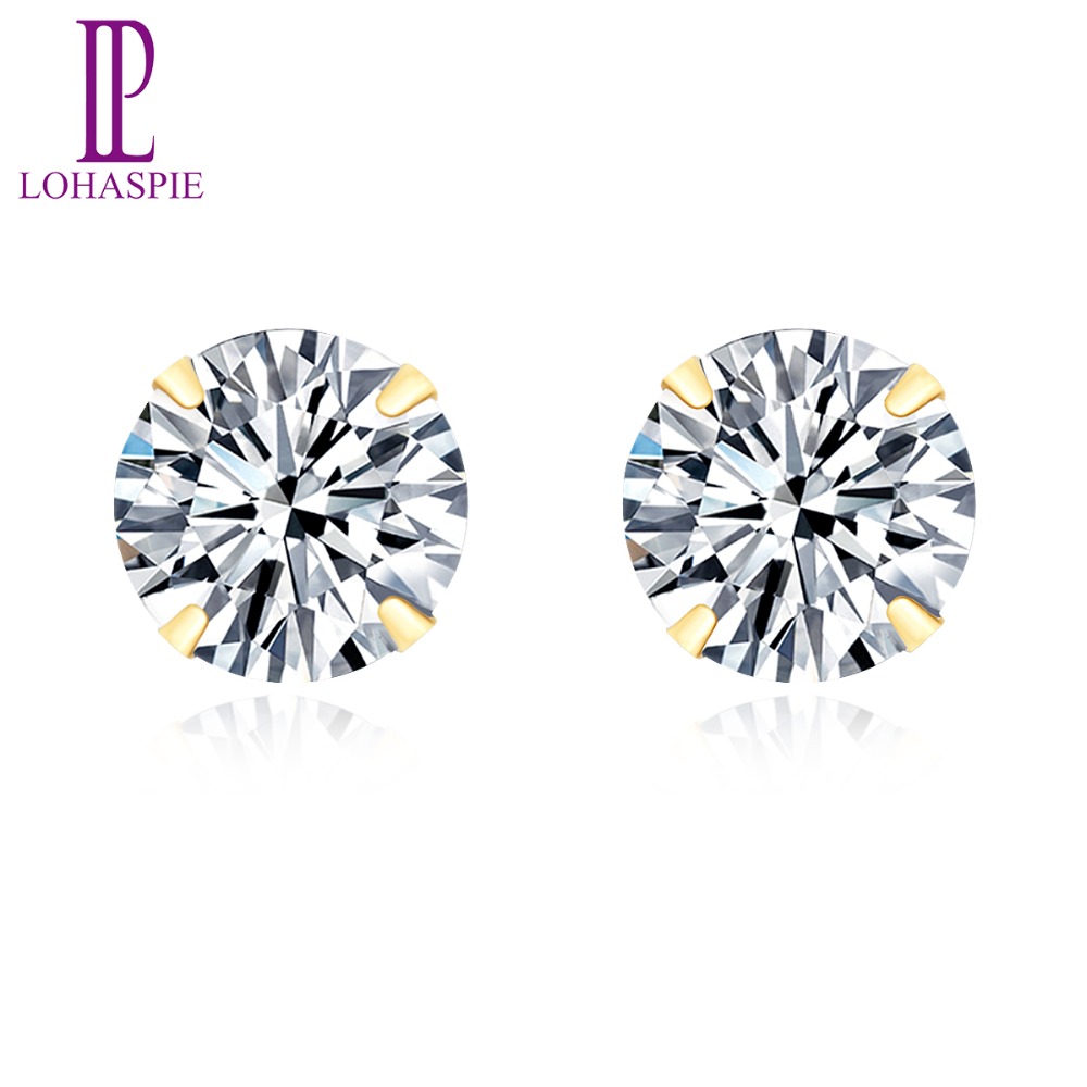 Clásico de Hombre Nuevo 18K amarillo oro plateado claro CZ Cubic Zirconia Stud Pendientes 7mm
