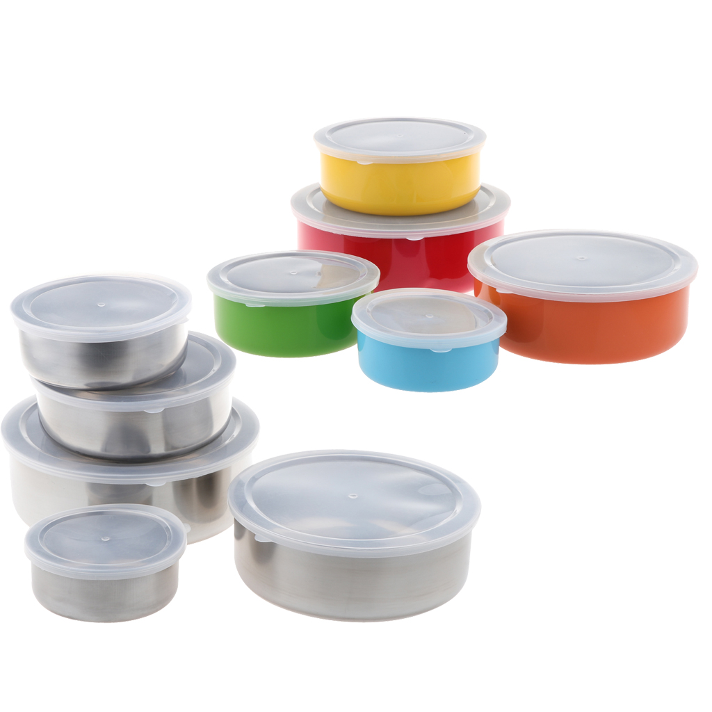 

10pcs 2 set food storage containers lunch nesting bowls dip preparation with lids