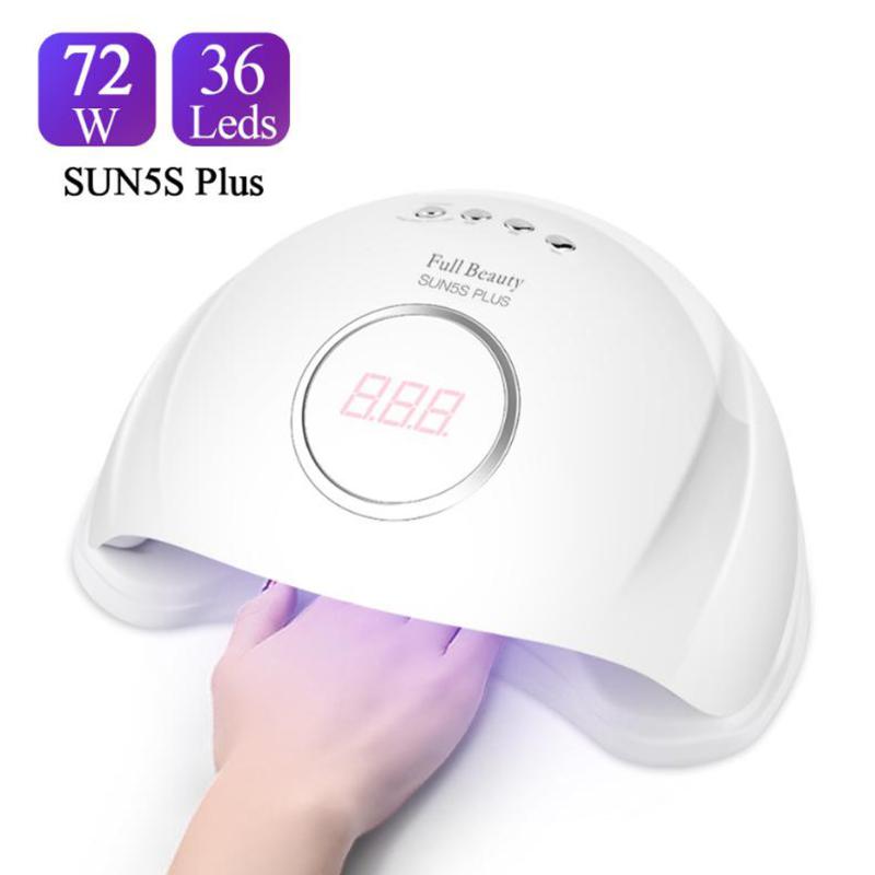 

72W Professional UV LED Nail Lamp For All Gel Varnish Nail Dryer Drying Curing Machine Art Manicure Tools TRSUN5SPLUS, As pic