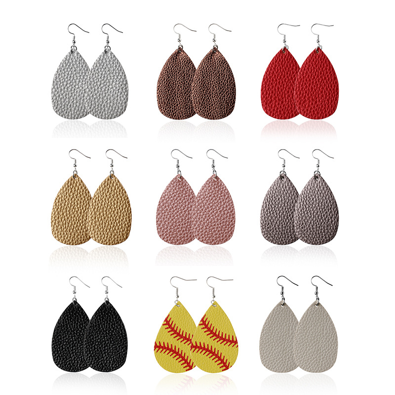 

Kimter Faux Leather Earrings Handmade Fashion Simple Teardrop Earring for Women Lady Girls Lightweight Dangle Jewelry Gift M662A F