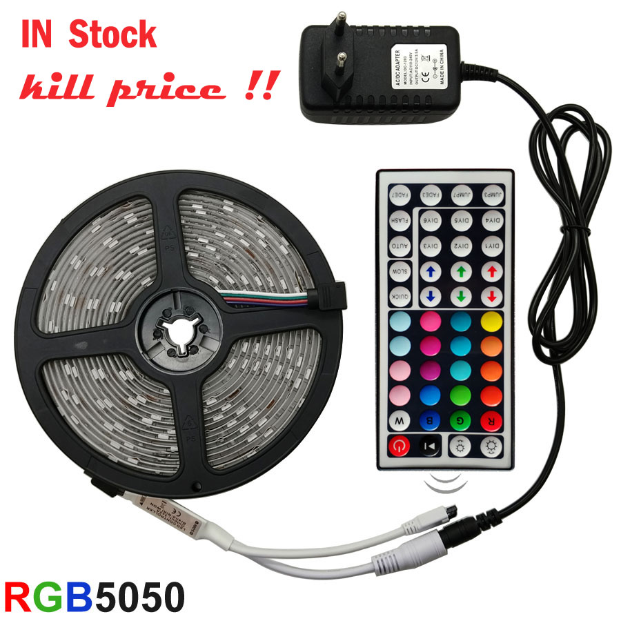 

LED Strip Light RGB 5050 SMD 2835 5m 10m 15m Flexible Ribbon fita led light strip RGB 5M 10M 15M Tape Diode DC 12V+ Remote Control +Adapter