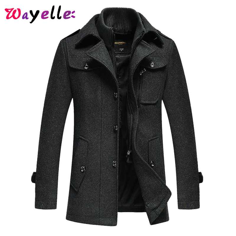 

New Jackets For Men Coat Fashion Splice Wool Winter and Autumn Jacket Outdoor Casual Men Overcoat, Dark grey