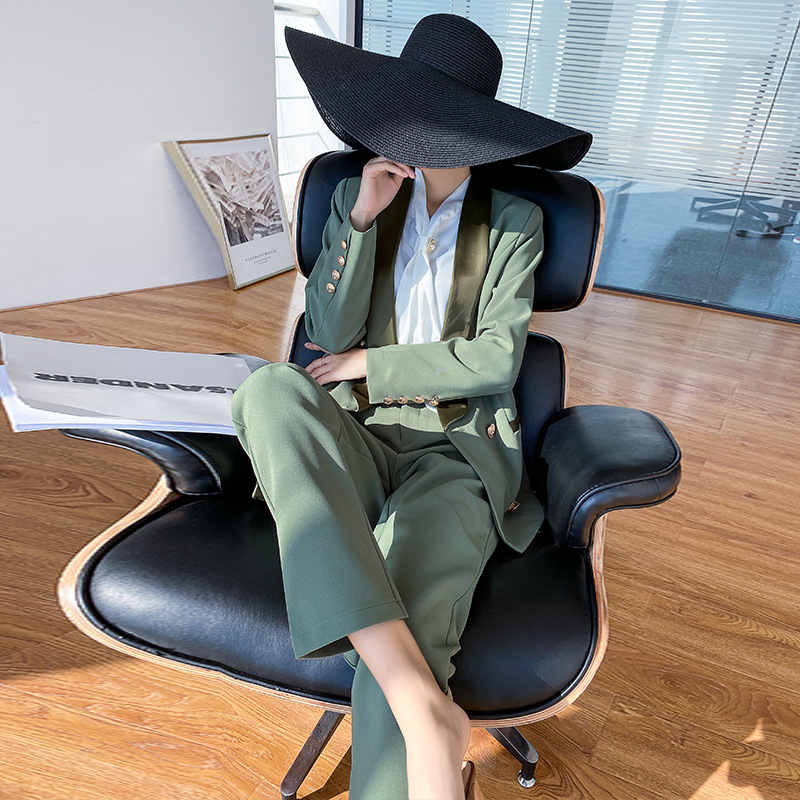 

womens suits set 2 pieces black long-sleeved women's suit suit new office ladies temperament commuting two-piece set