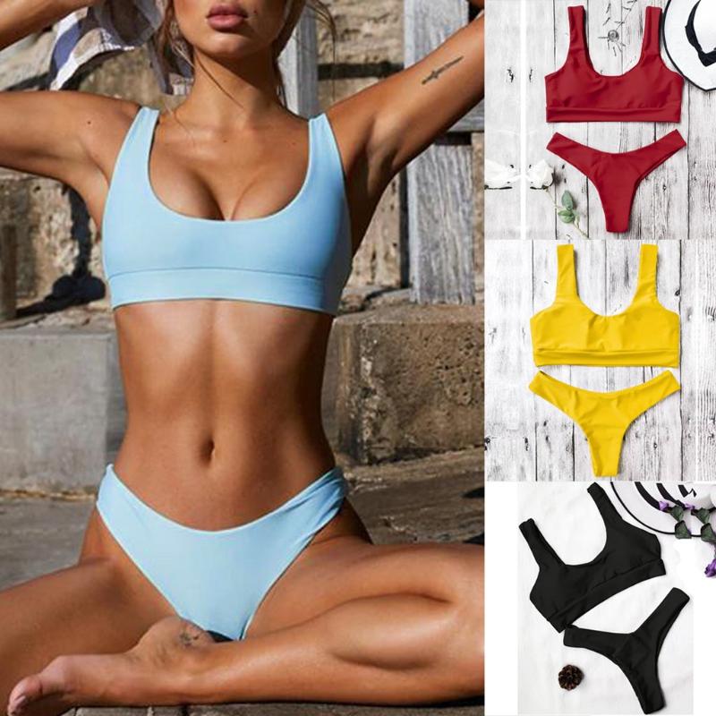 

Pure Color Thong Bikini Set Women Swimwear New Push Up Padded Brazilian Beachwear Biquini Swimsuit Bathing Suit 2020 New #srn