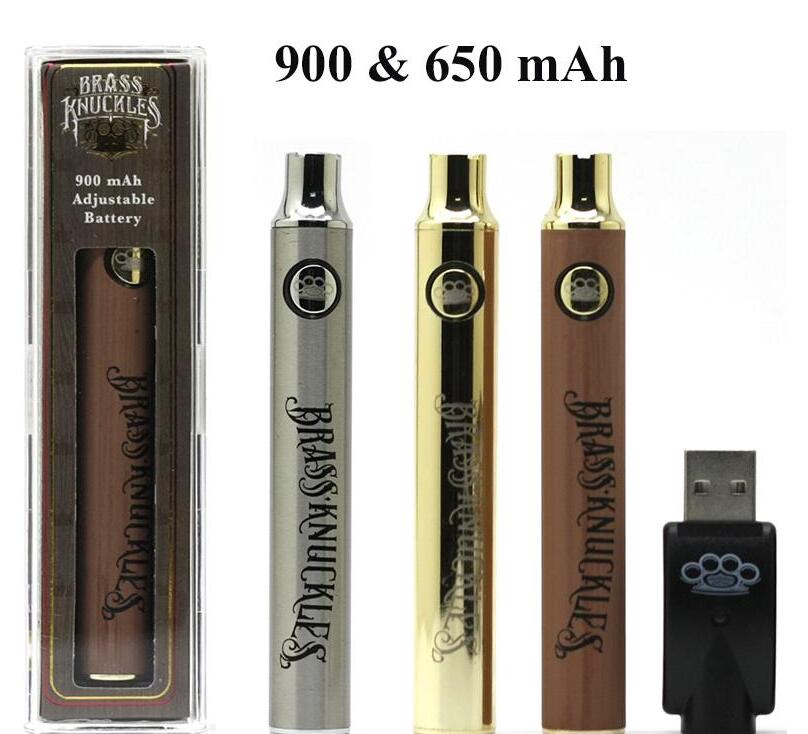 

Brass Knuckles Battery 650mAh 900mAh Silver Gold Wood Adjustable Voltage Vape Pen for 510 Connected Abracadabra Cartridges