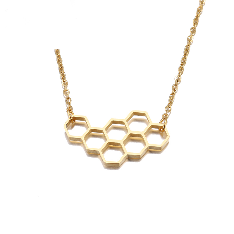 

Jewelry Gift Stainless Steel Necklace For Women Lover's Heart Honeycomb Bee Animal Pendant Choker Necklace Jewelry Party Prom Gift Female