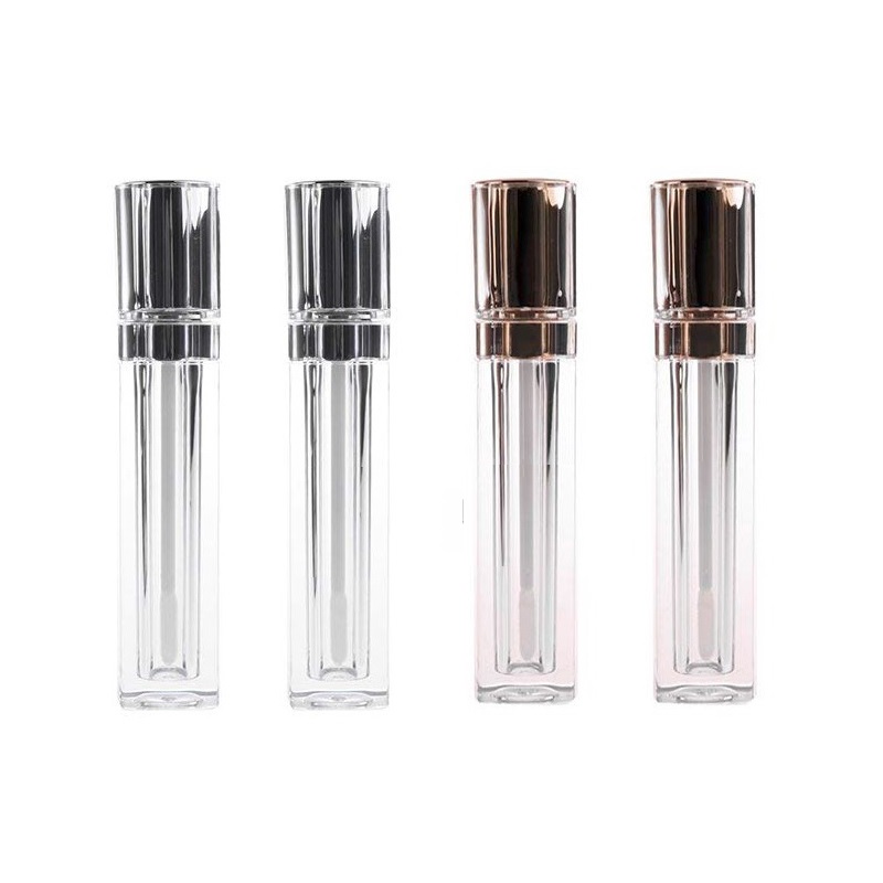 

8ML Acrylic Refillable Double wall Square Gold Silver Lip Gloss Tube Empty Lip Balm Oil Bottle DIY Container F20171127