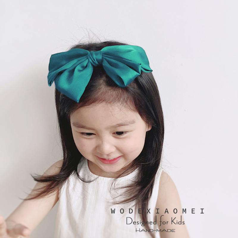 

Girl Children Hair Accessories Bow Headband Cute Baby Kids Hair Hoop handmade Big BowKnot HairBands Photo Props Party Headwear, Green