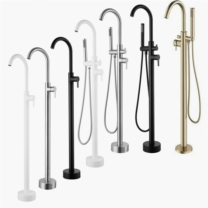 

Bathroom Bath Spout Shower Floor Mount Shower set Mixer Valve 1 & 2 Function Bathtub Filler Mixer Taps Gold/Black/Chrome