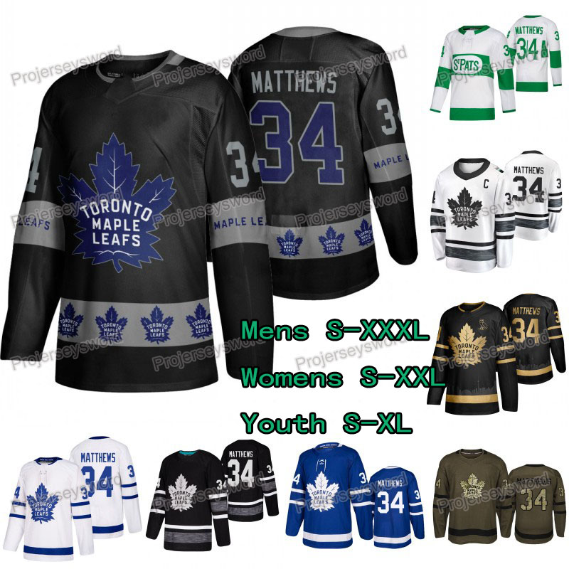 

#34 Auston Matthews Jersey Toronto Maple Leafs St. Patrick's Day Salute To The Service OVO Black Golden 2019 Allstar Mens Lady Yuuth Jerseys, 8 as picture