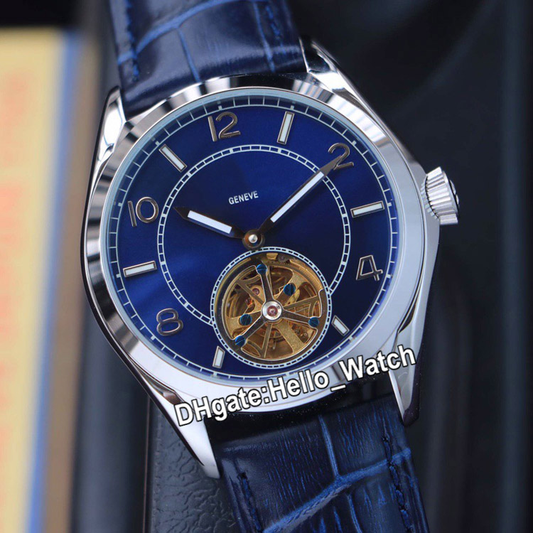 

New 41mm Fifysix 6000E/000R-B488 Automatic Tourbillon Mens Watch 6000E Blue Dial Steel Case Blue Leather Strap Gents Watches Hello_Watch, Waterproof service