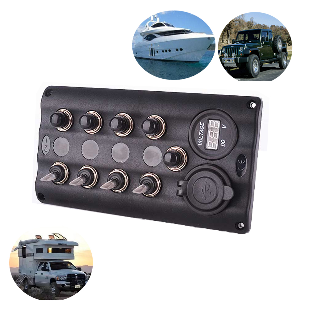

Amarine 8 Gang Aluminium LED Rocker & Circuit Breaker Waterproof Marine Boat Rv Switch Panel