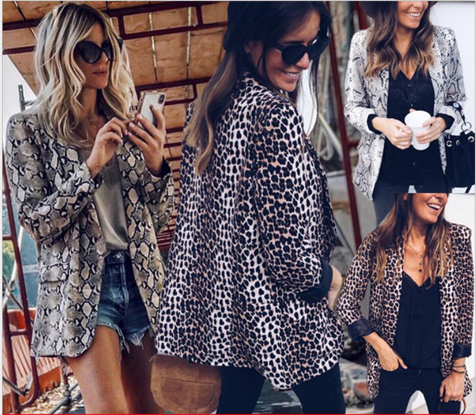 

Casual Women's Leopard Print Blazer V Neck Slim Jacket Coat Vintage Outwear High Street New Fashion, White;black