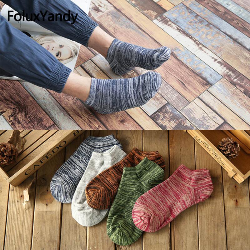 

Harajuku Men Socks Cotton Breathable Striped Ankle Socks Casual Short Autumn Winter Spring ZDL39, Blue