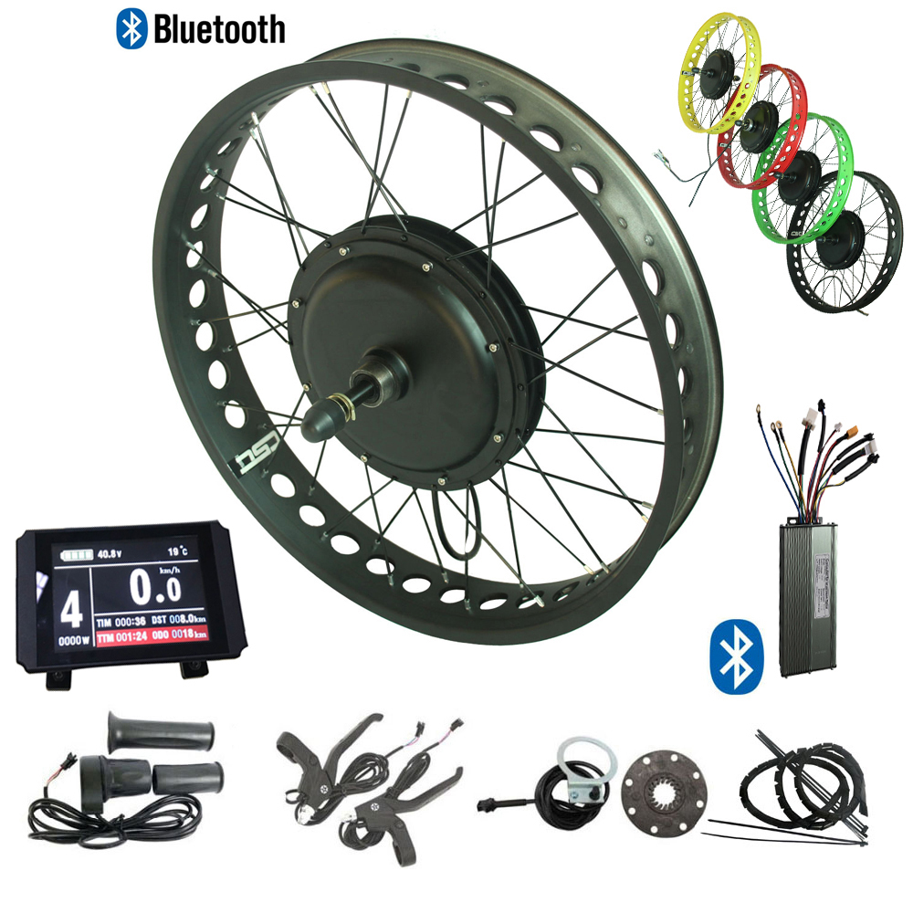 

48V 1500W electric fat tire bike conversion kit Fat Tyre ebike kit color LCD display& bluetooth controller front 135mm rear wheel 170/ 190mm