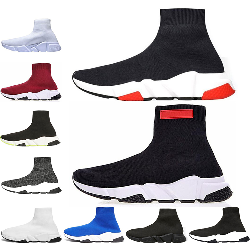 

with free socks new LUXURY designer sock shoes speed trainer casual boot Triple Black blue White Flat Runner Women Mens Sneakers 36-45