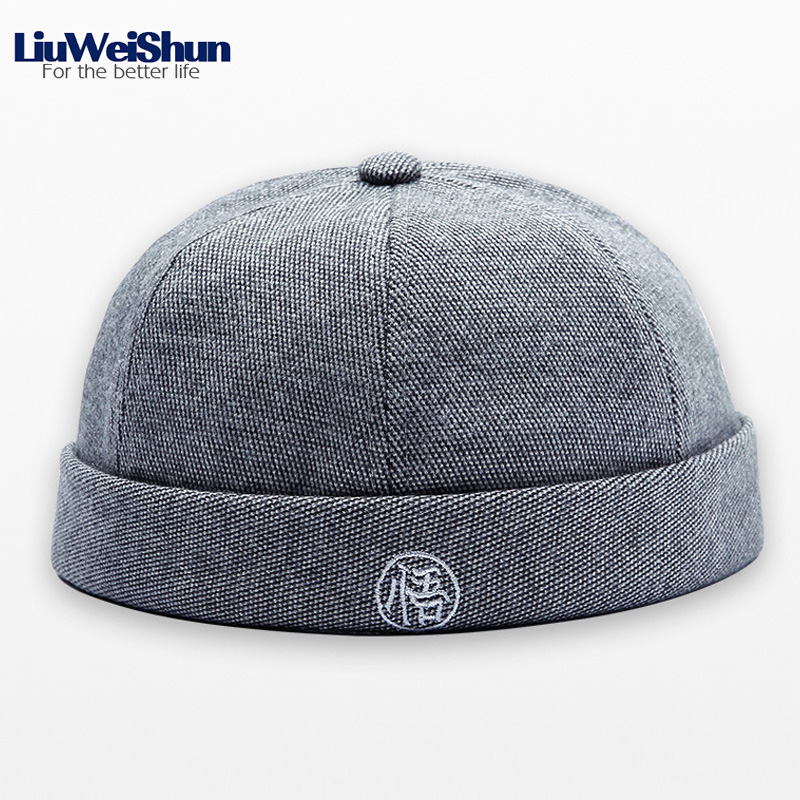 

New Embroidery Chinese Letter Round Top Hip Hop Cap For Child Adult 46-60CM Parent-child Cap 6 Colors Without Visor Landlord, Black