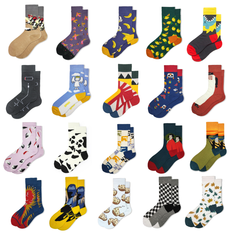 

Popular Brand Cotton Korean Cartoon Mens Socks Combed Cotton Fashion Cartoon Womens Socks Novelty Funny Skateboard 20Style, Lw0070