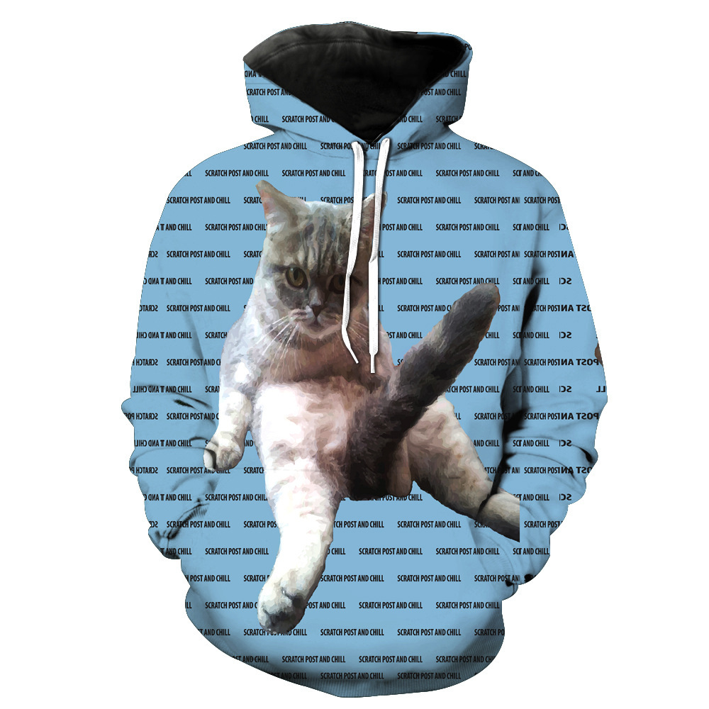 

trade 3D cool cartoon printing with cap pocket cover men' fashion men' clothing Sweatshirts Printing Blouse hoodies, Camel