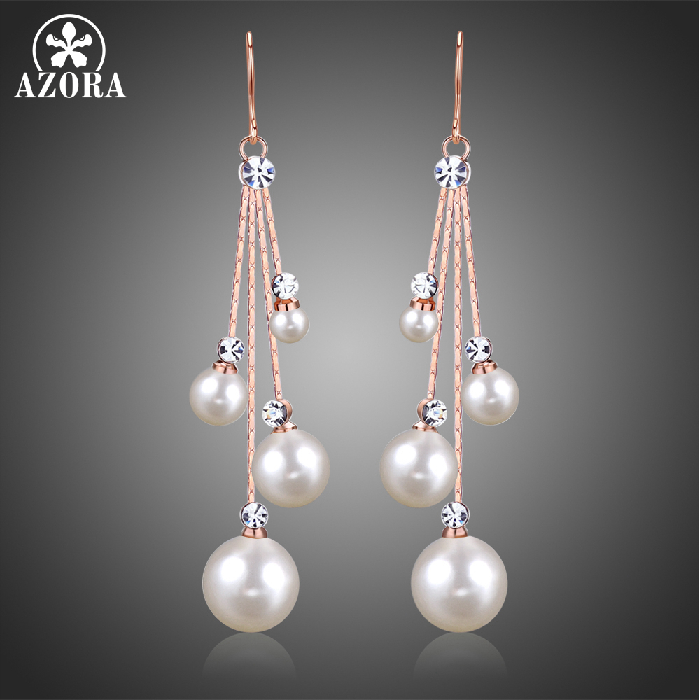 Boda nupcial marfil perla De Lujo Cristal Austriaco Oro Tono Pendientes Colgantes