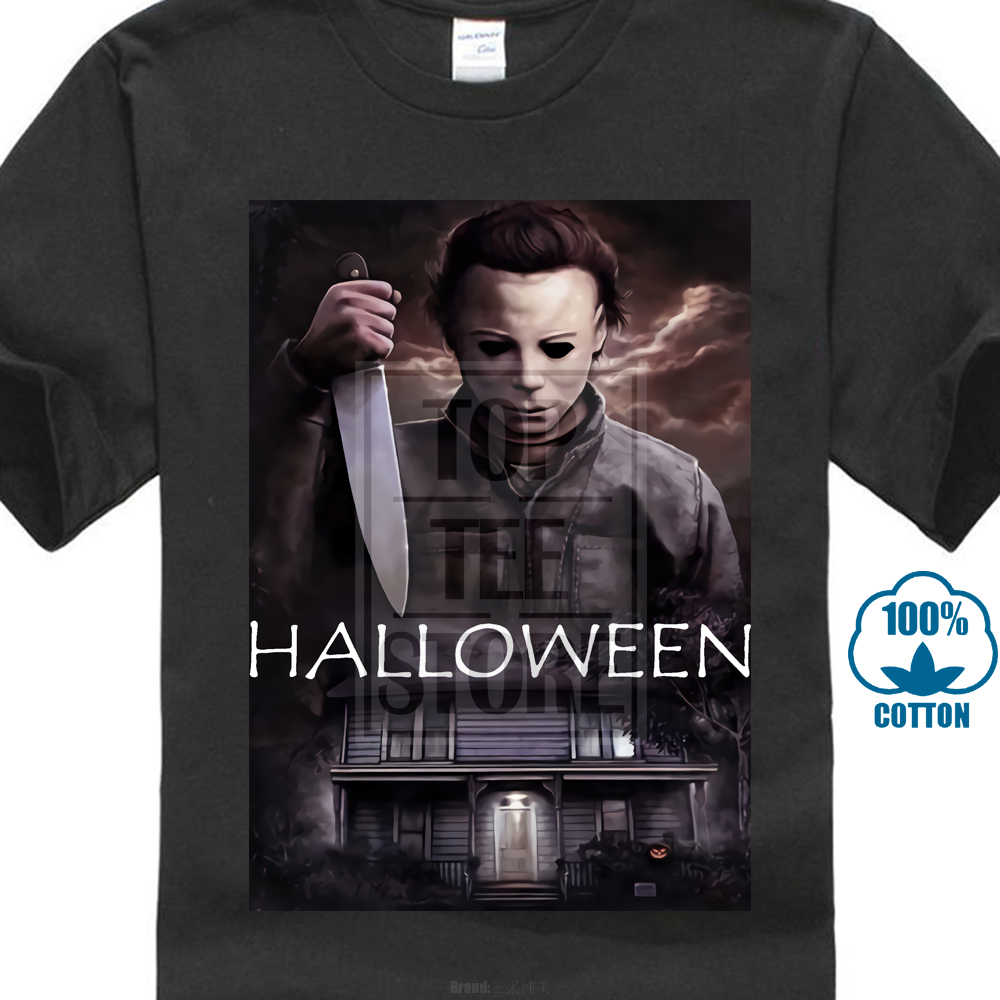 New Halloween Movie 2018 Horror Michael Myers Mask Slasher Black T Shirt S-2XL