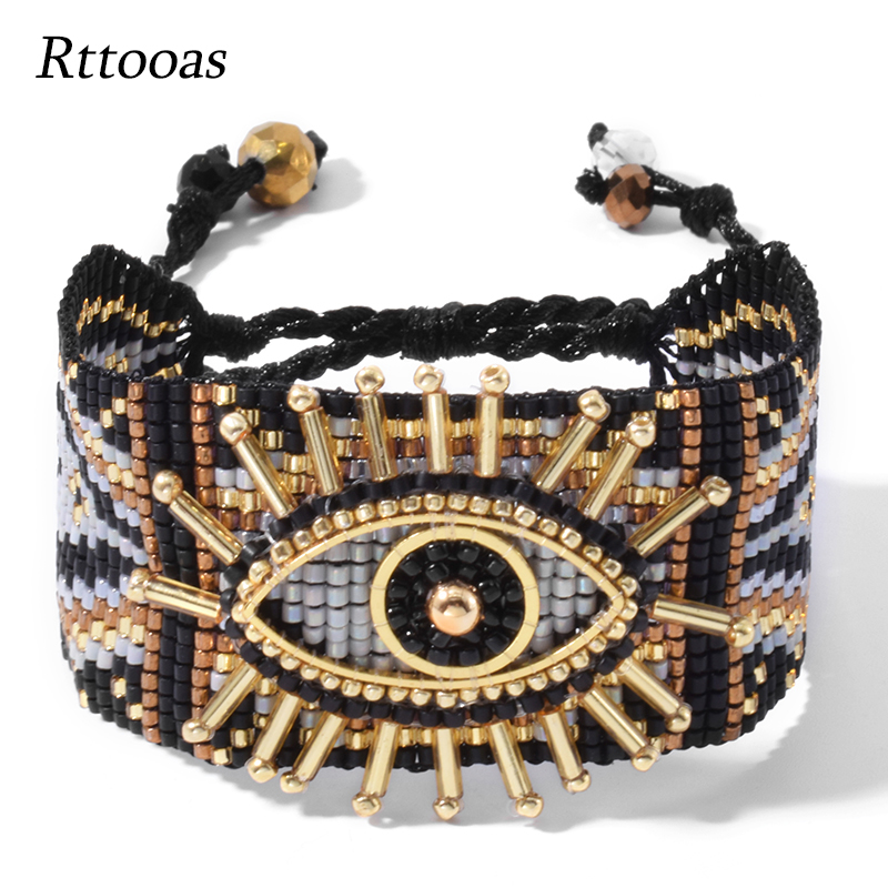 Bracelet oeil maléfique turc noir rttooas pour femmes Miyuki Perles Charme Bracelets Pulseras Mujer 2020 Nouvelle Arrivée Bijoux de mode